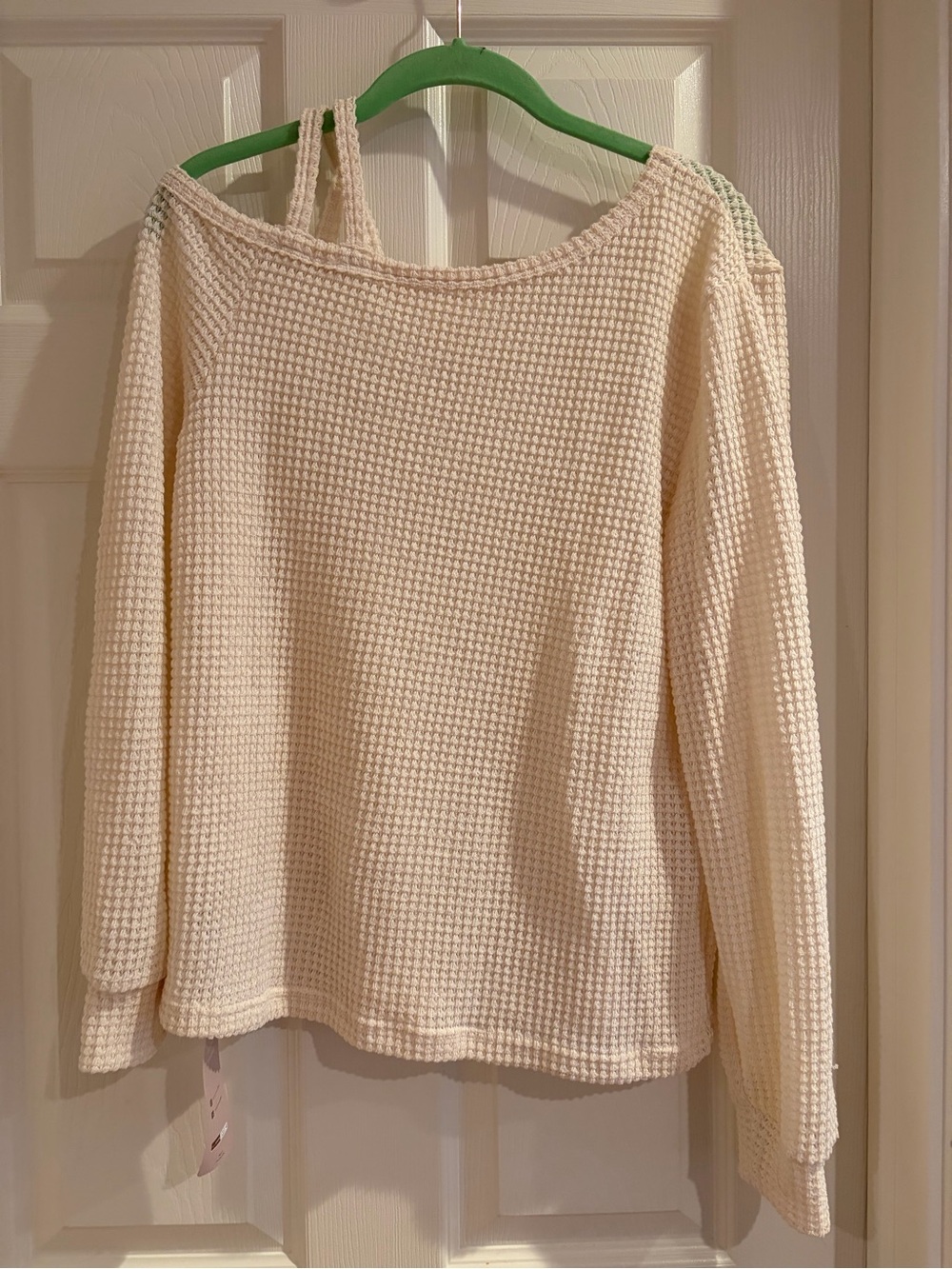 NWT Cream Emery Rose Waffle-Knit Off-Shoulder Sweater-Medium